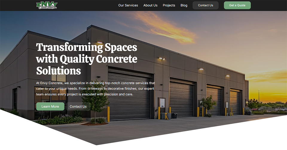 Envy Concrete Website - Cover Image